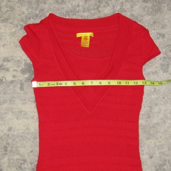 Catherine Malandrino Dress Red Bandage Bodycon Pleated Ruffle with Slip Sz S - Picture 7 of 12